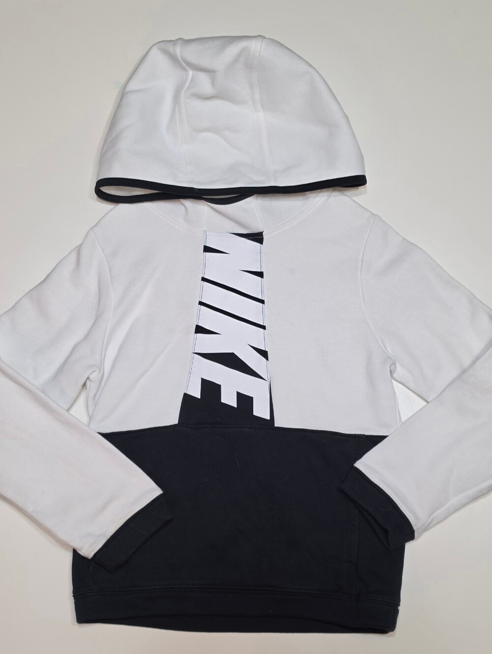 Nike Kids' White & Black Hooded Pullover Sweatshirt